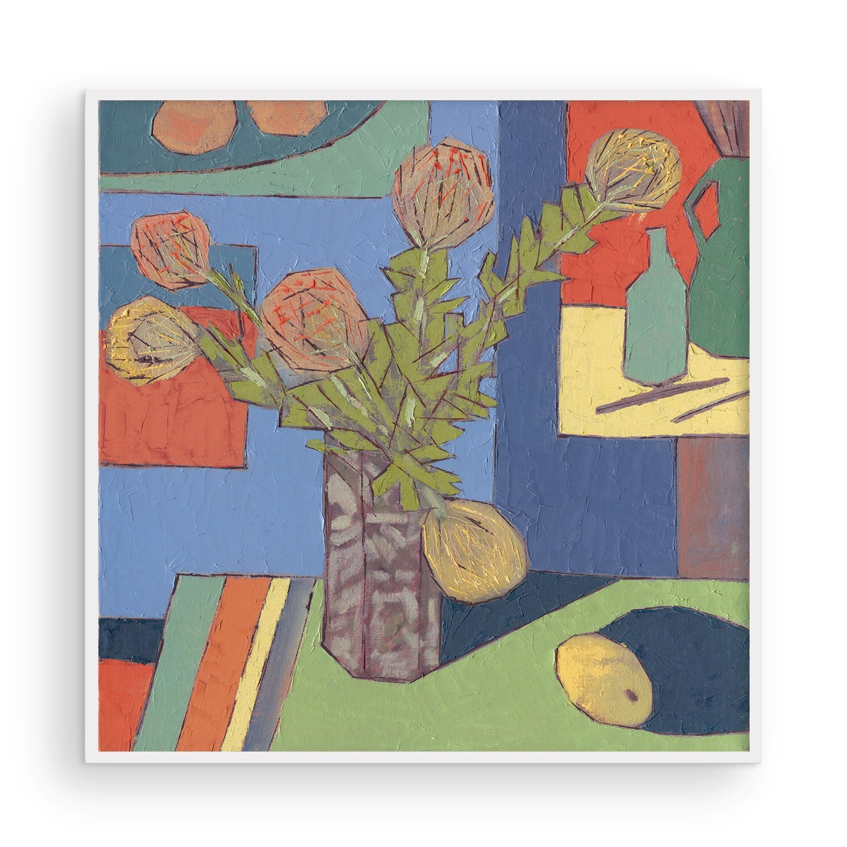 Protea in Patterned Vase