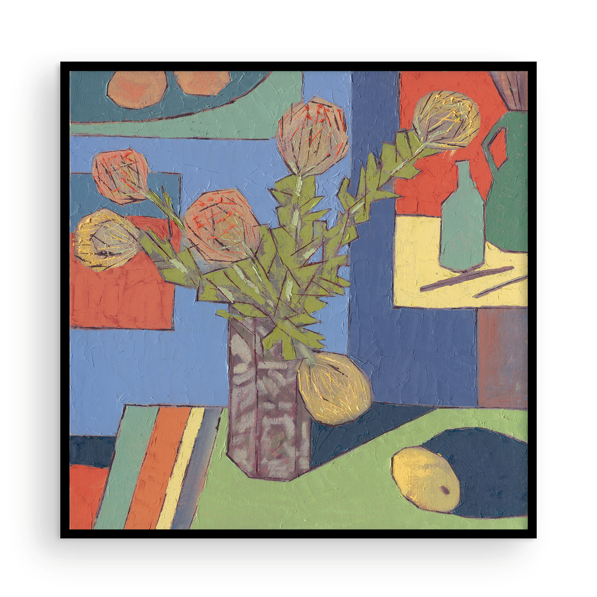 Protea in Patterned Vase